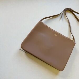 Celine Trio Cross Body Bag Taupe Genuine Leather